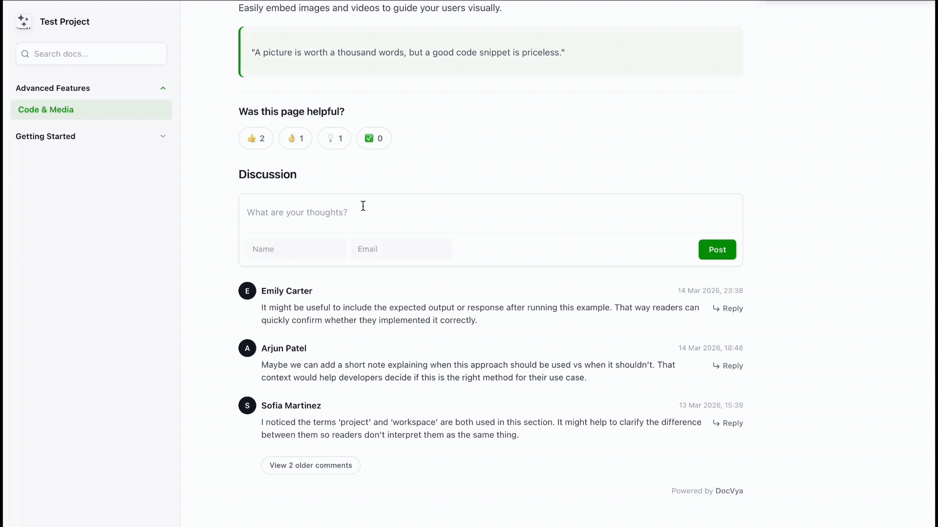 Turn Docs into a Feedback Channel demo